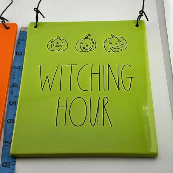 RAE DUNN Halloween Seasonal Fall Hanging Signs Happy Haunting Witching Hour - Picture 4 of 7
